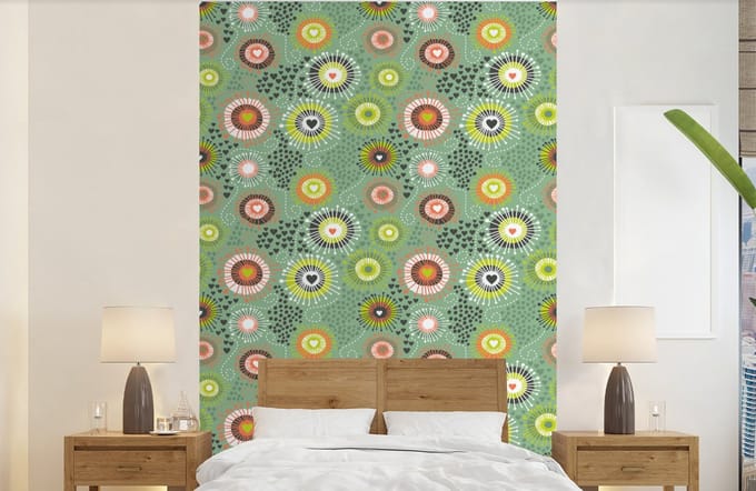 Behang - Fotobehang Bloem - Design - Hartjes - Breedte 140 cm x hoogte 220 cm