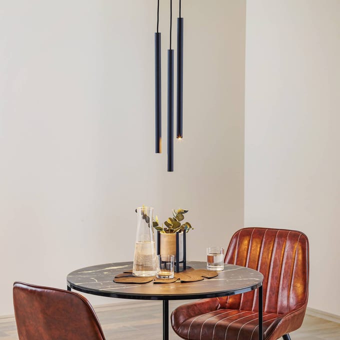 SOLLUX LIGHTING Thin hanglamp, zwart, 3-lamps, rondel