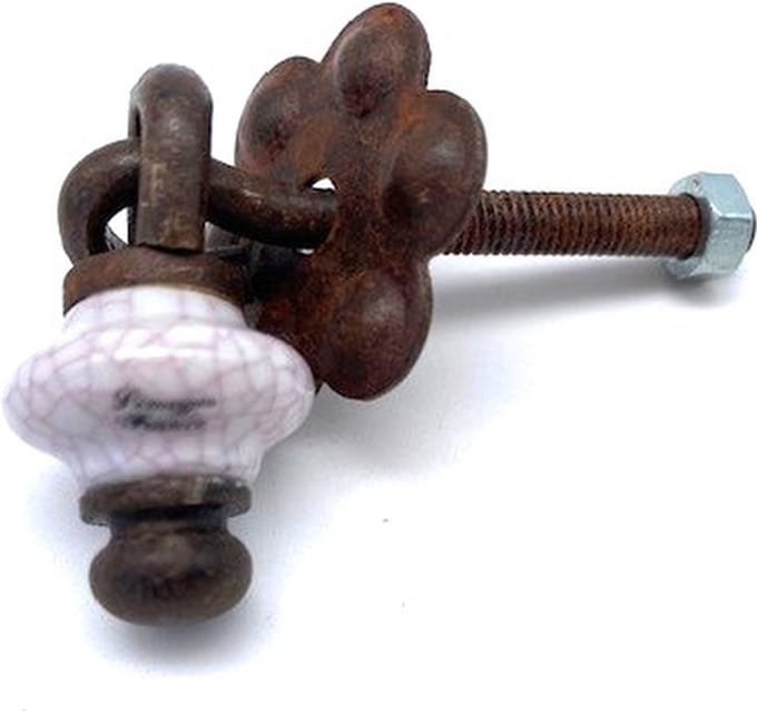 Ladegreep Hanger IJzer roest met Porcelain de Limoges 38mm