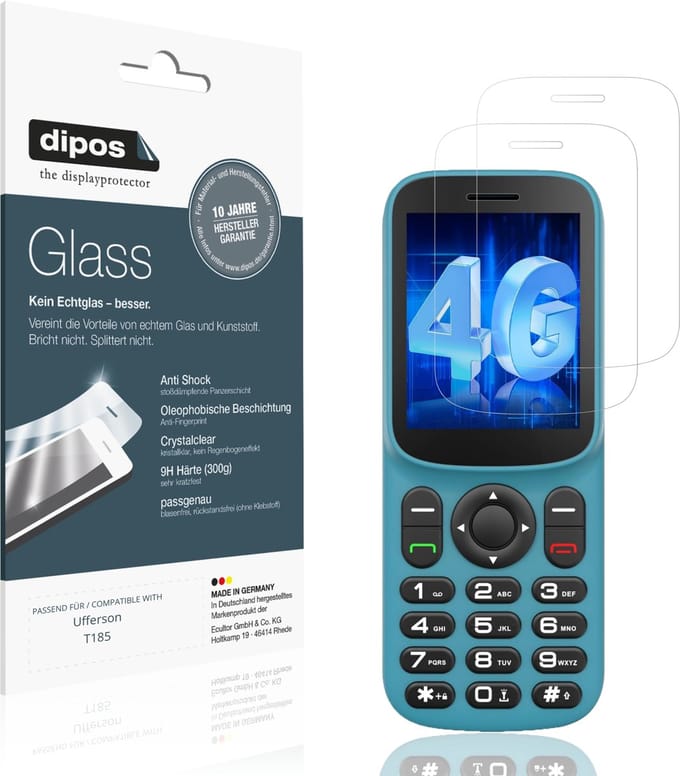 dipos – 2x Pantserfolie geschikt voor Ufferson T185 | 9H Screenprotector