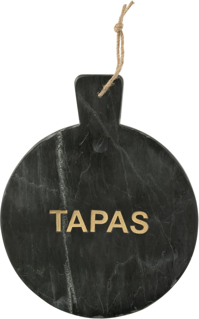 J-Line snijplank Tapas Rond Marmer - steen - zwart/goud