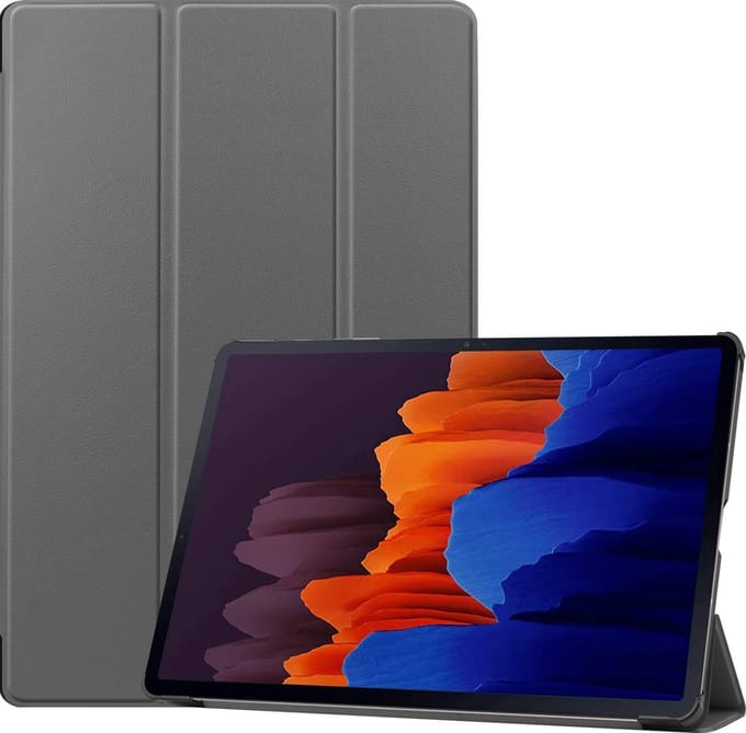 3-Vouw sleepcover hoes - Geschikt voor Samsung Galaxy Tab S7 Plus / Tab S8 Plus - Grijs