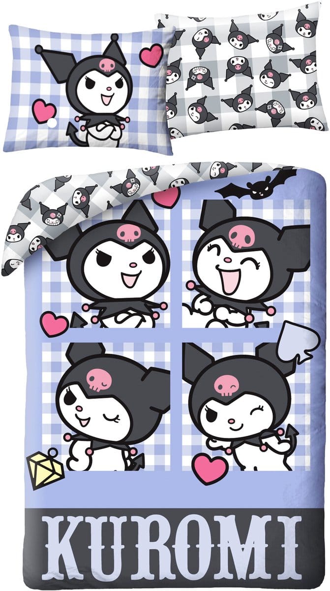 Hello Kitty Dekbedovertrek Kuromi - Eenpersoons - 140 x 200 cm - 70 x 90 cm - Polyester