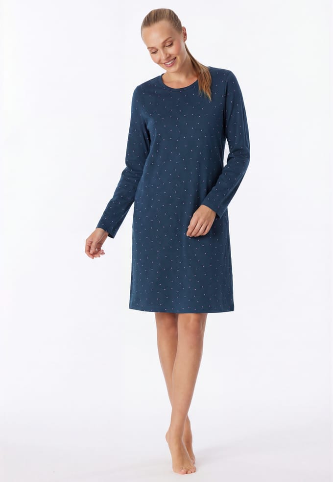 Nachthemd met lange mouwen en stippen, violet - Casual Essentials 38