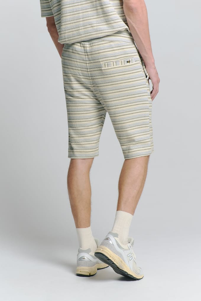No Excess Short Jersey Multi Coloured Jacquard Slub Stripe Deep Blue Größe: M | Kurze Sporthosen Outlet | Herren | Blau