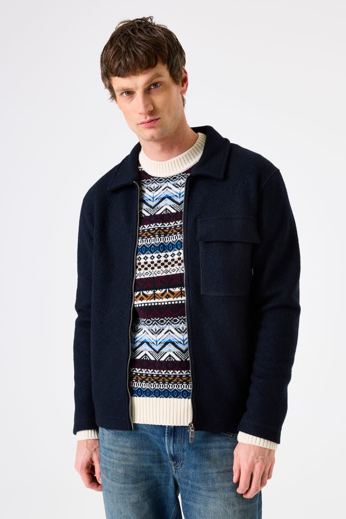 GARCIA Heren Effen Jack Blauw Lange mouw