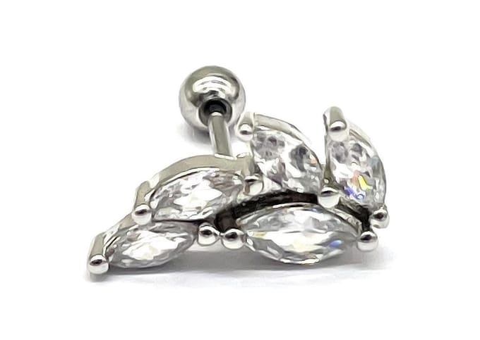Oorpiercing met Zirkonia - RVS - 12 mm - Zilverkleurig