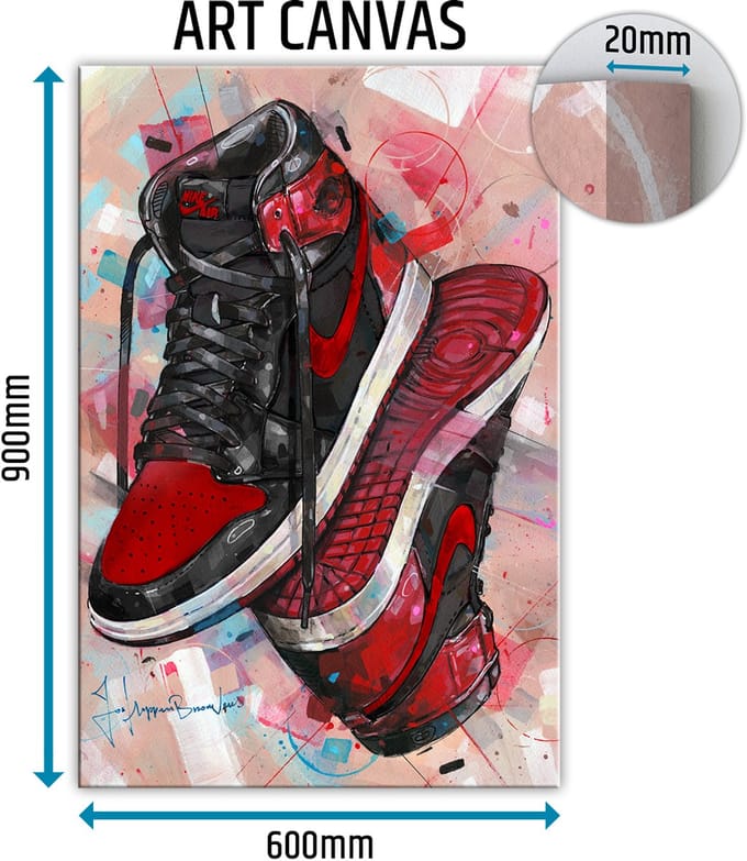Sneaker canvas upside down banned bred 60x90 cm