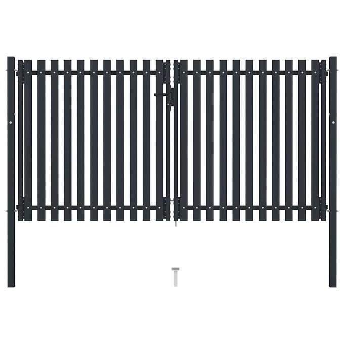 vidaXL - Dubbele - poort - met - deur - staal - 300x150 - cm - antraciet