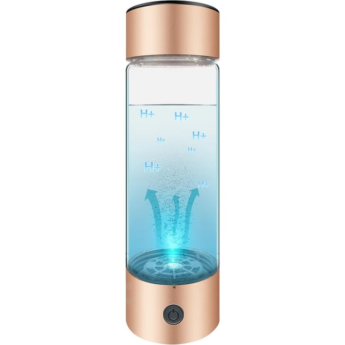 Waterstofwatergenerator met PEM SPE-technologie 330 ml oplaadbare waterstofwaterfles - goud