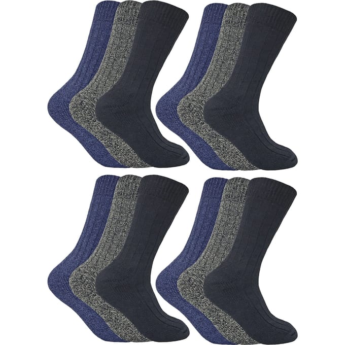 Sock Snob - 12 paar wollen laarzensokken voor heren - Blauw