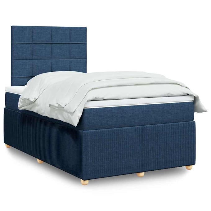 vidaXL - Boxspring - met - matras - stof - blauw - 120x190 - cm
