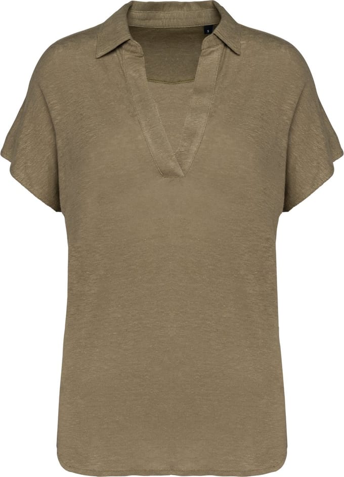 Spasso Linnen damespolo SP221 - Light Olive Green - M