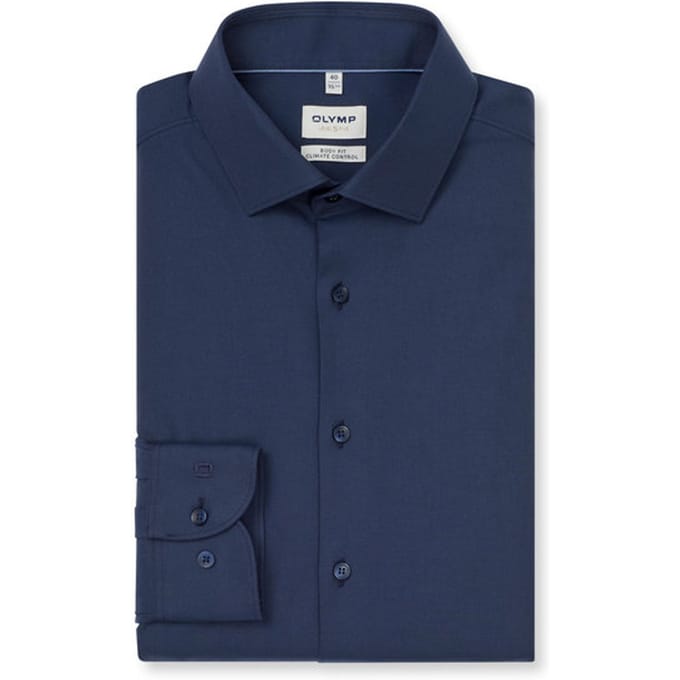 OLYMP Level Five 24/Seven Overhemd, Body Fit, Modern Kent, Marineblauw
