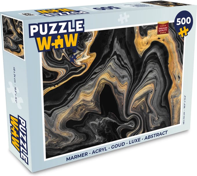 Puzzel Marmer - Acryl - Goud - Luxe - Abstract - Legpuzzel - Puzzel 500 stukjes