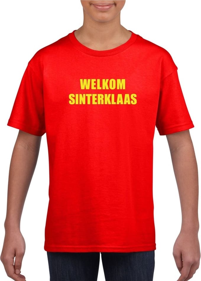 Welkom Sinterklaas rood T-shirt voor kinderen 110/116