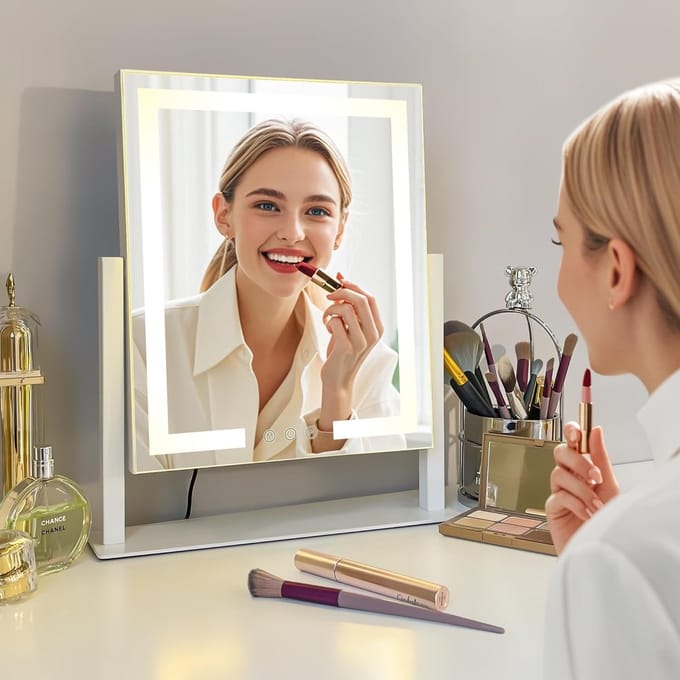 Verlichte Make-upspiegel met Dimbare LED en Touchscreen
