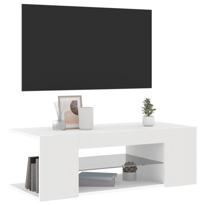 vidaXL - Tv-meubel - met - LED-verlichting - 90x39x30 - cm - wit