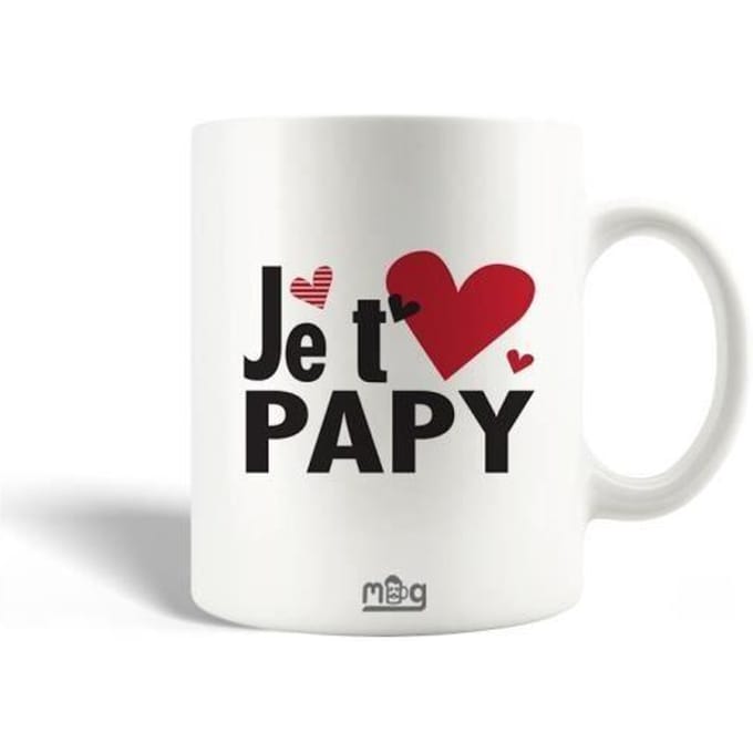 Mug - Je t'aime papy - Céramique - Blanc - 30cl - Compatible lave-vaisselle