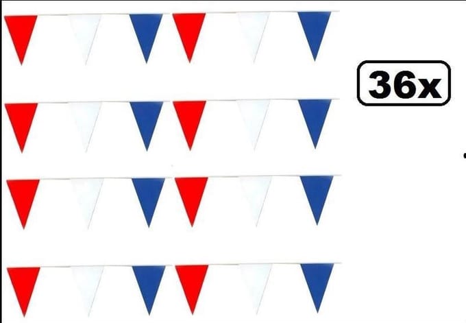 36x Vlaggenlijn rood/wit/blauw 10 meter
