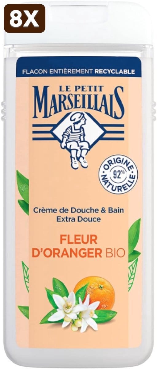8 x Le Petit Marseillais douchegel 400ml Oranje Bloesem