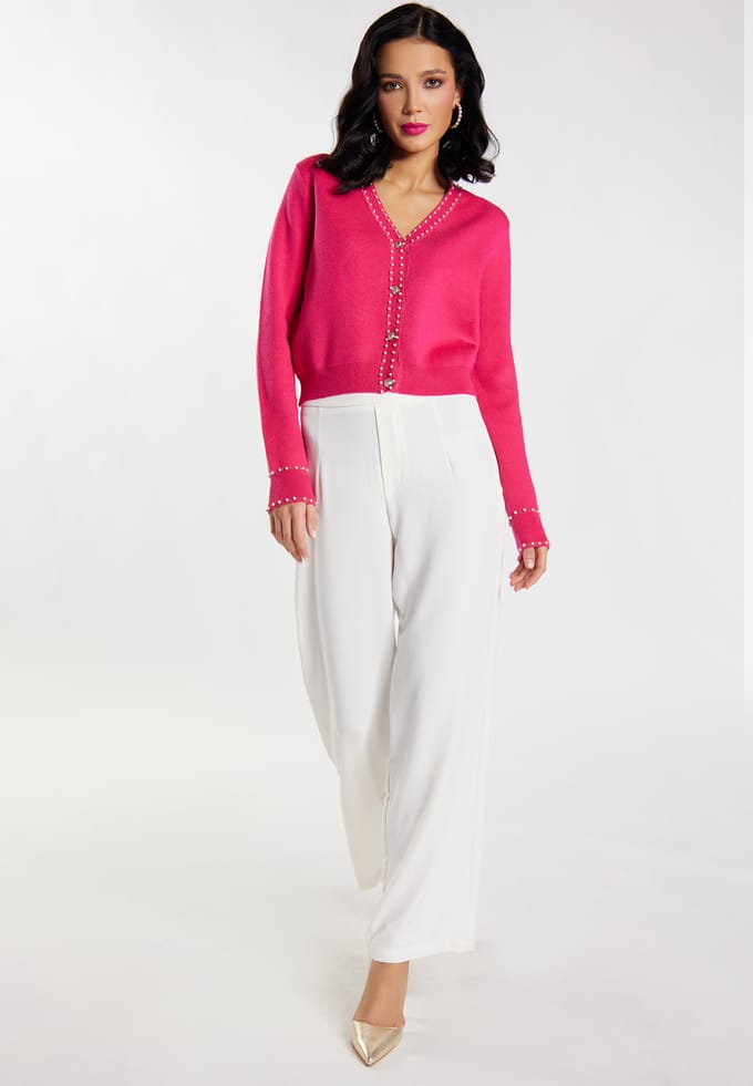 Faina Vest met parels Dames roze