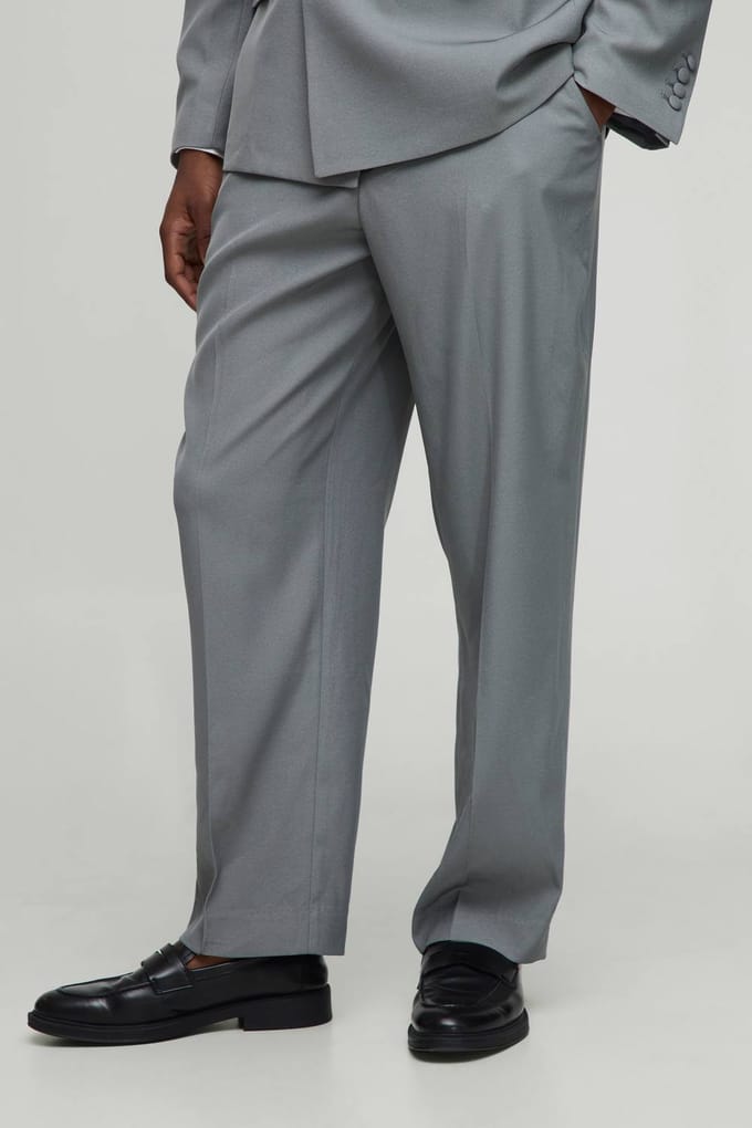 Broek met ontspannen pasvorm en geplooide voorkant | Grey | Size 36