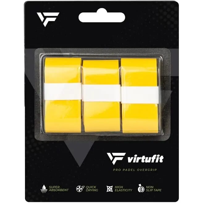 VirtuFit Pro Padel Overgrip - Geel - Set van 3 - Vochtabsorberend PU-materiaal