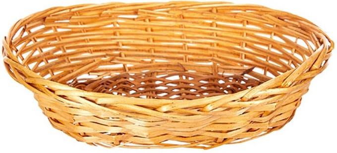 CM Rieten mandje - bruin - 36 x 26 x 10 cm - ovaal - opbergmand