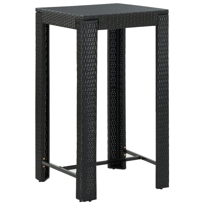 vidaXL - 3-delige - Tuinbarset - met - kussens - poly - rattan - zwart