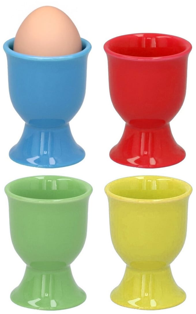 Bellatio Design Eierdopjes Alegre - set van 4x - multi kleuren - porselein - 5 x 6 cm - voor ontbijt/brunch/pasen