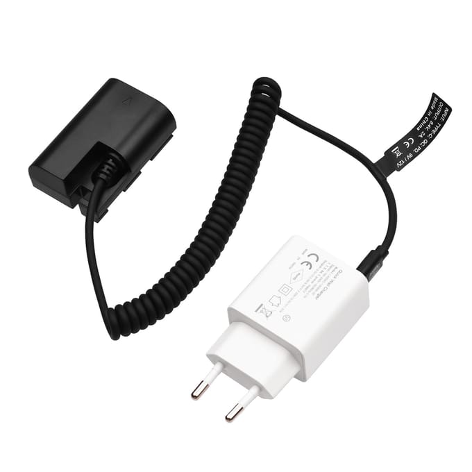 Andoer Type-C DR-E6 Dummy Batterij DC Koppelstuk 20W PD Adapter Vervanging voor Canon EOS 60D 70D 80D EU Plug zwart