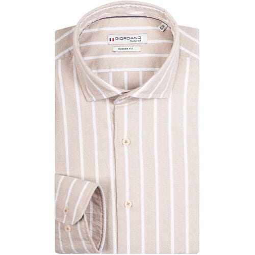 Giordano Overhemd Row Cutaway Stripe Licht Beige / male