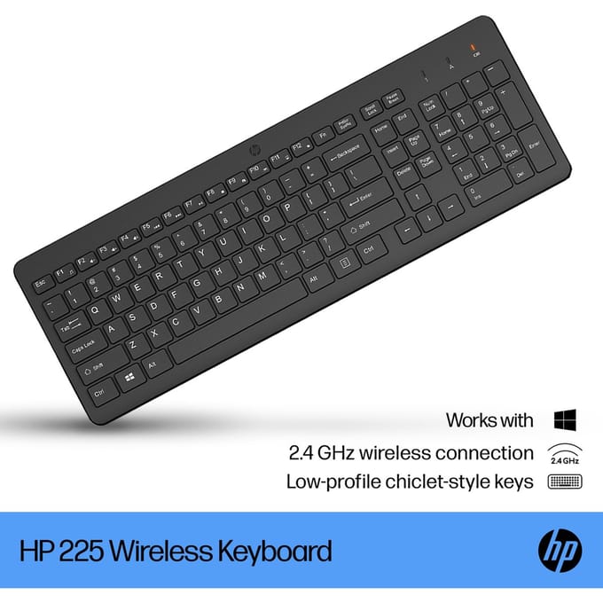 HP 225 WL KBD toetsenbord Universeel RF Draadloos Zwart