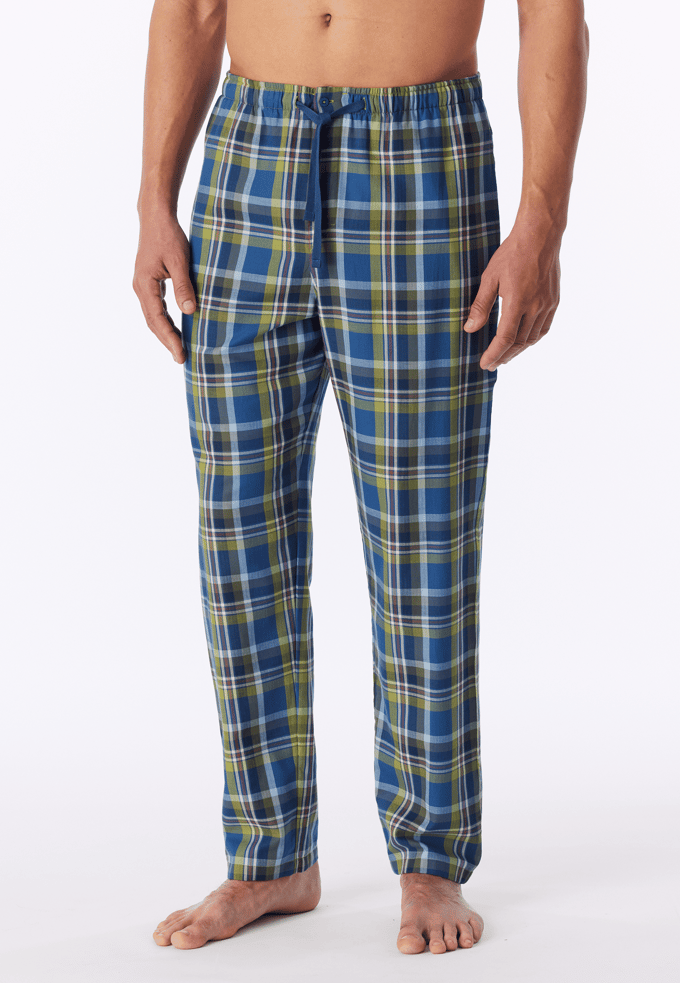 Langere broek van geweven stof, olijfgroen geruit - Mix+ Relax 48
