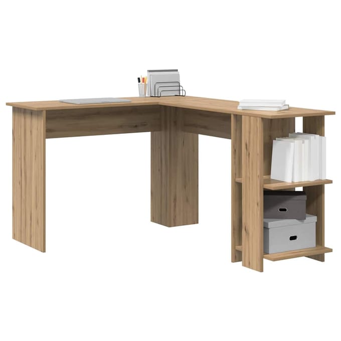 vidaXL - Hoekbureau - Artisan - Eiken - Bewerkt - hout - 140 - x - 113,5 - x - 75 - cm