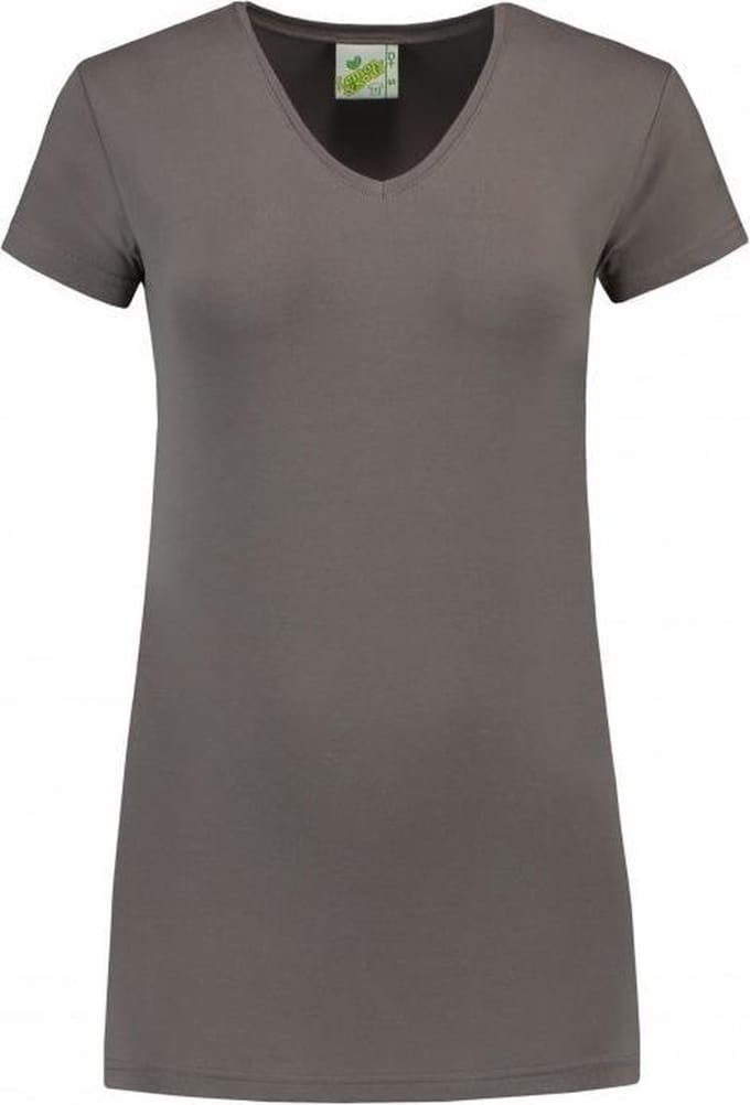 Lemon & Soda dames T-shirt met V-nek in de kleur pearl grey in de maat XL