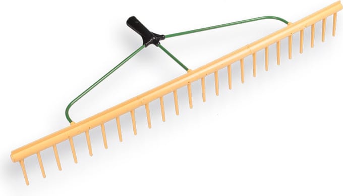 Polyhark met egaliseerkant 24 tands 94 cm los voor bladeren, gras, hooi en grond