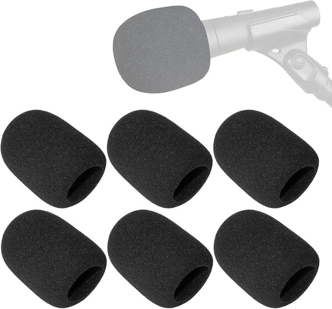 Microfoon Windschermen - Schuim Covers - Geluid Verbeteren - Dubbele Ruisdemping - 6 Stuks - Zwart