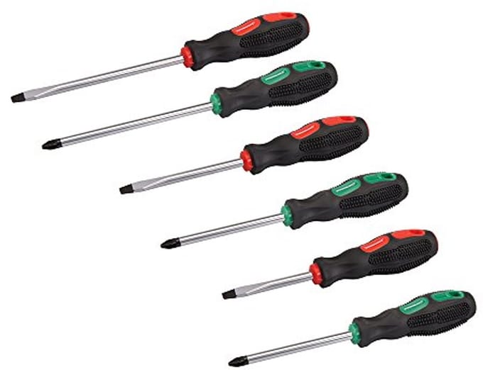 Universele schroevendraaier set, 6-delig met ergonomische handgrepen