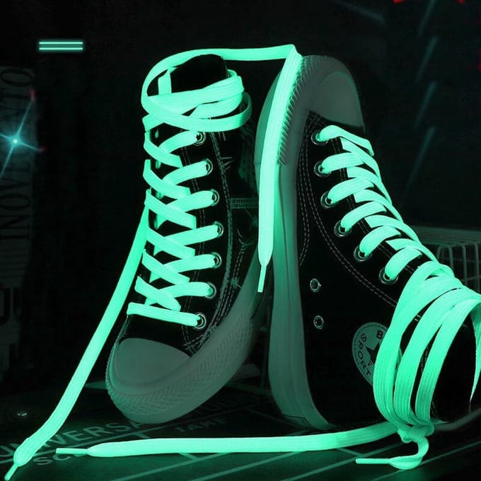*** 2 paar Glow in the dark Schoenveters - 80cm - Wit - van Heble®***
