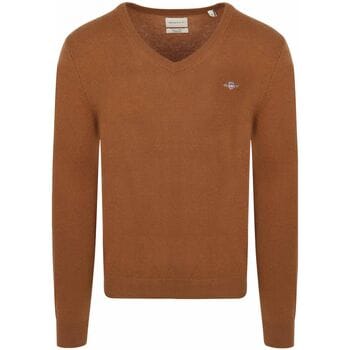 Gant Pullover V-Hals Woolblend Camel - Maat XXL - Heren - Pullovers