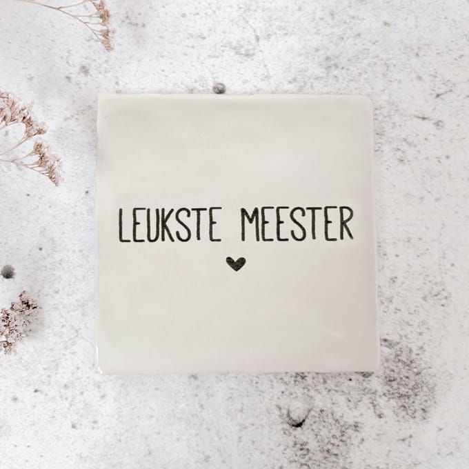 Tegeltje - de leukste meester - excl. houder - cadeau einde schooljaar