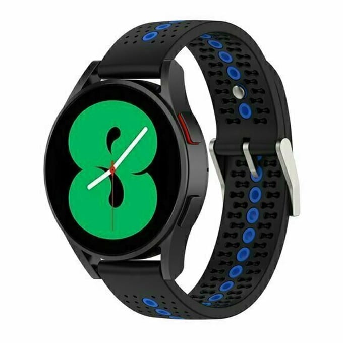 By Qubix - Dot Pattern siliconen bandje - Zwart met blauw - geschikt voor Huawei Watch 5 - 46mm