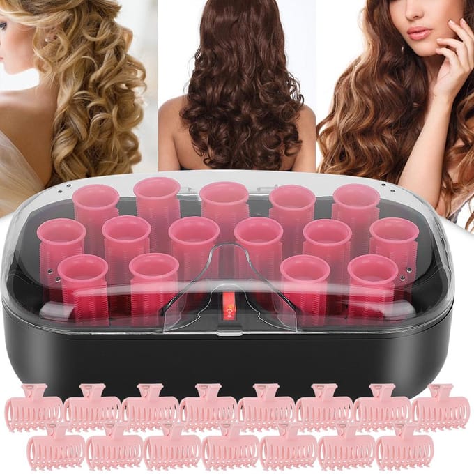 15 stuks elektrische permanentkrulspelden van 30 mm met haarklemmen red