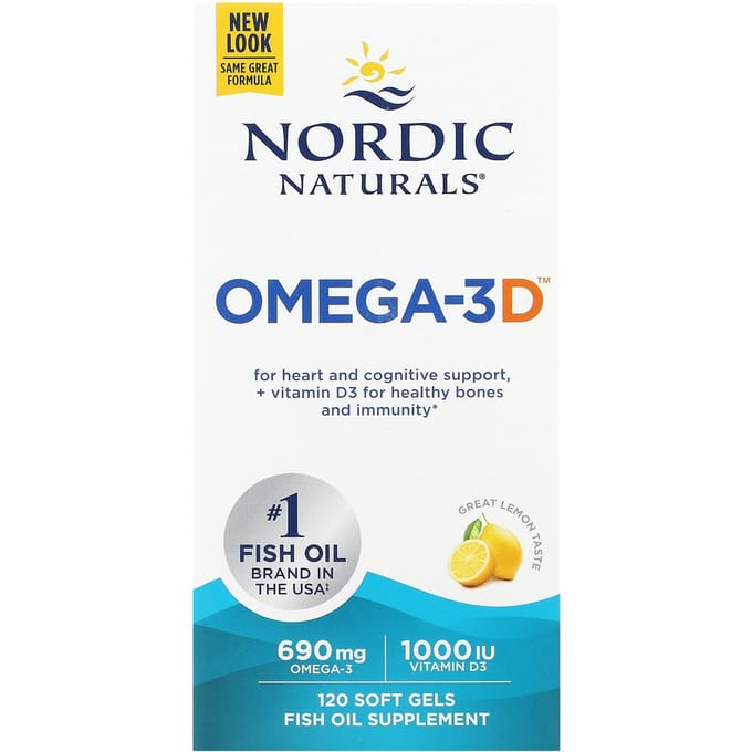 Nordic Naturals, Omega-3D, Citroen, 120 Softgels