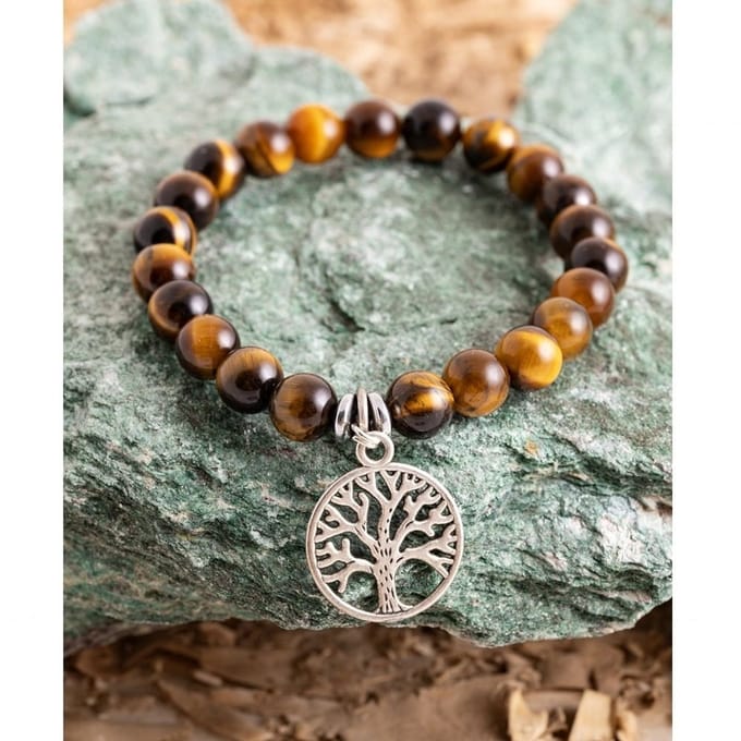 Tijgeroog armband met levensboom bedel