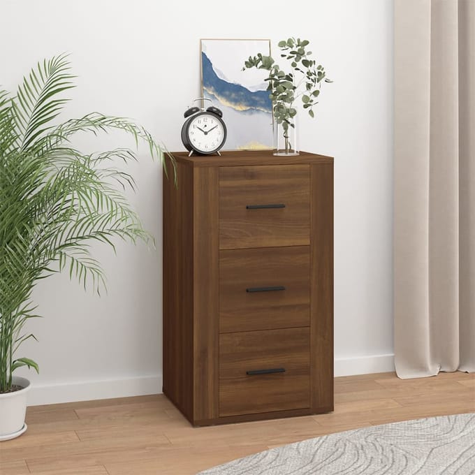 vidaXL - Dressoir - 40x33x70 - cm - bewerkt - hout - bruin - eikenkleur