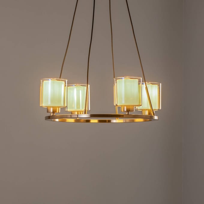 Lucea Kroonluchter Ressa Ø 59 cm antiek messing, 4-lamps.