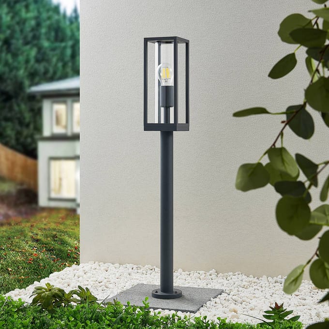 Lindby - Tuinpad verlichting - 1licht - Aluminium, glas - H: 80 cm - E27 - antraciet (RAL 7016)